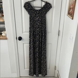 Seven Islands Floral Off-Shoulder Maxi Dress - Navy with Cream Floral